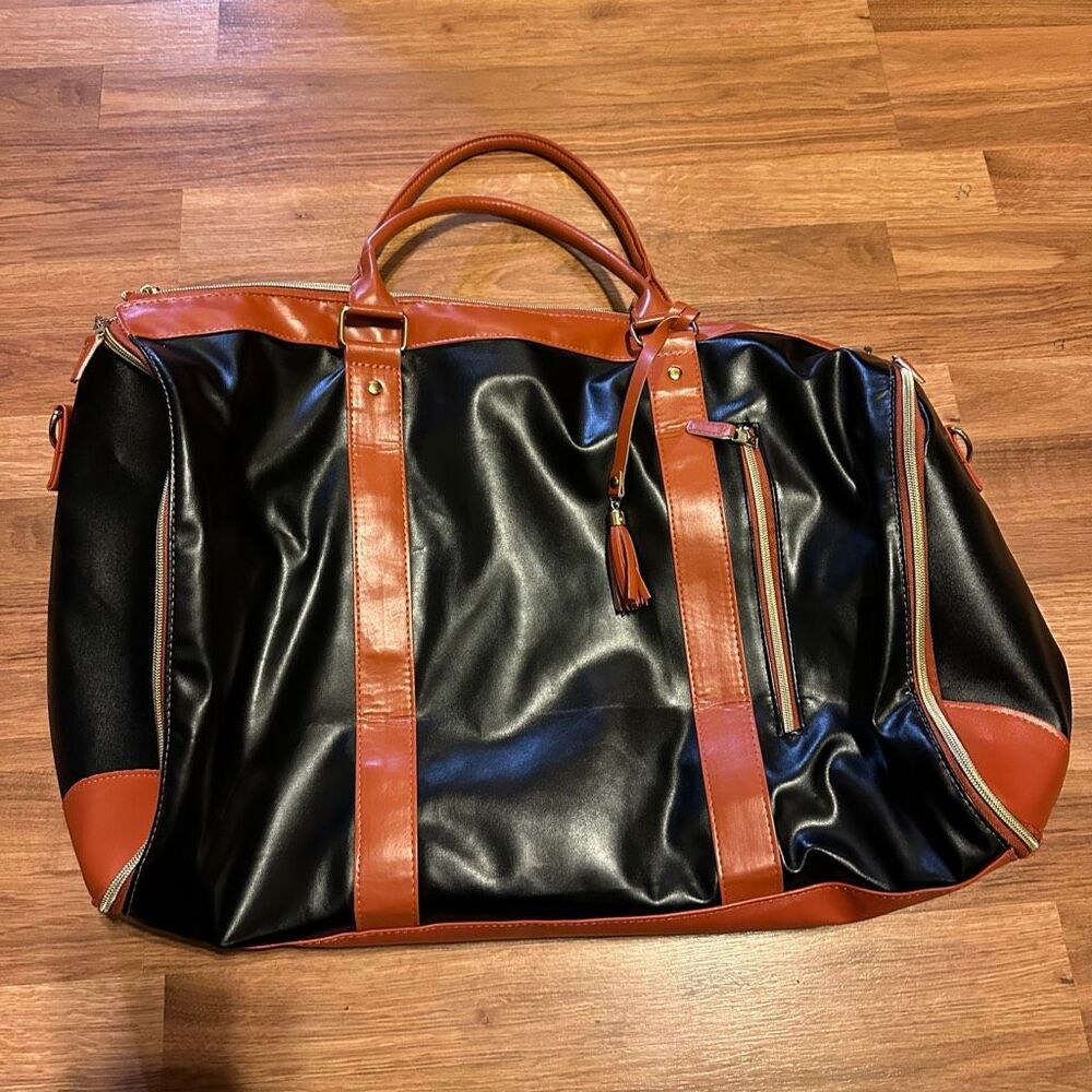 Classic Black and Brown Weekender Duffel Bag - Travel Ready